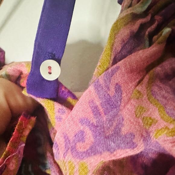 FIGUE Womens Floral Print Pink Cold Shoulder Waist Tie Tassel Maxi Dress Size XS - Picture 11 of 13